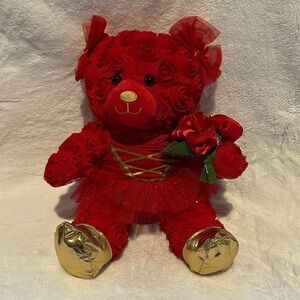 RARE! BUILD-A-BEAR Rose Bear 2021 Red Rose Bear With Accessories